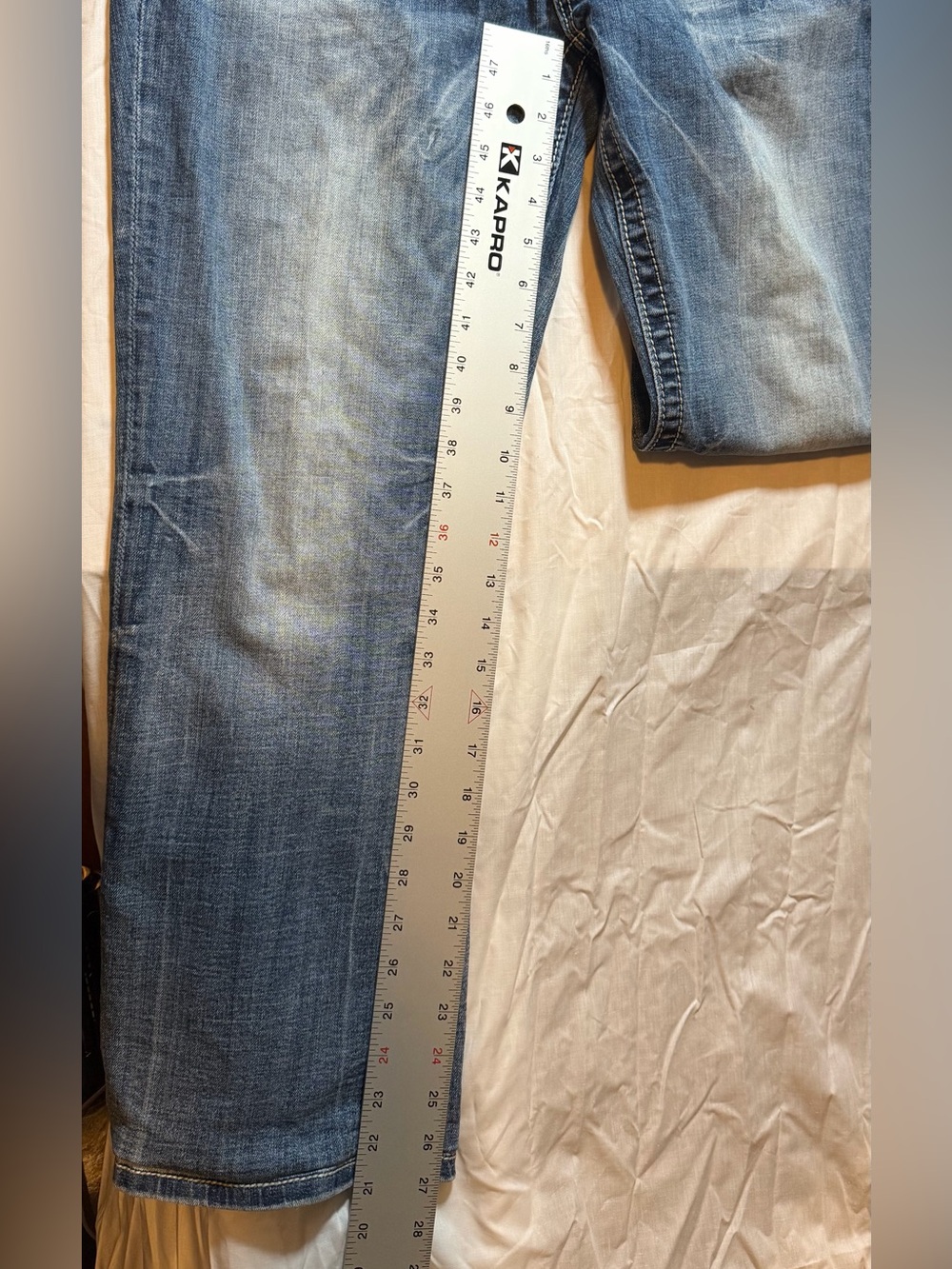Miss Me Distressed Boot Cut Jeans in Washed Blue- altered. - Picture 5 of 5